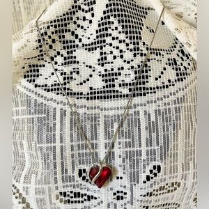 Leafael Necklace Infinity Love Necklace, Red Heart Stone, February Birthstone